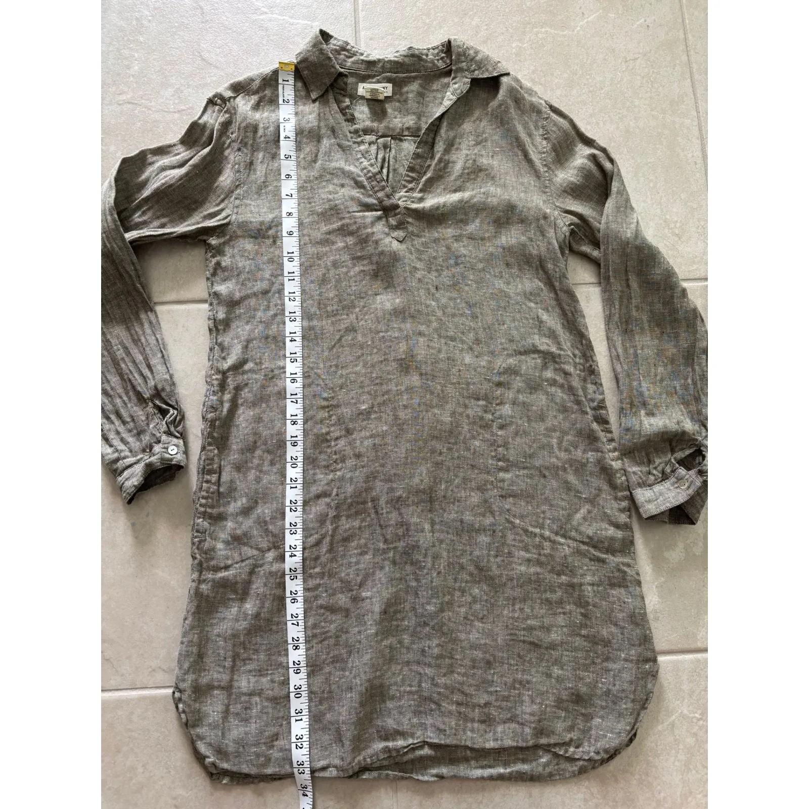 Artisan NY Dress Womens Small Green Linen Shirtdress Coastal Beachy Flowy Boho - Image 7