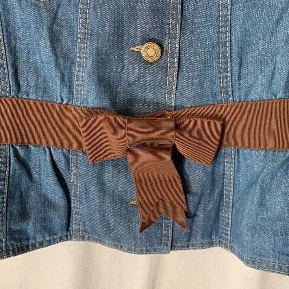 Alexander McQueen 00s jean jacket womens size 46 large medium denim bow y2k blue - Image 8