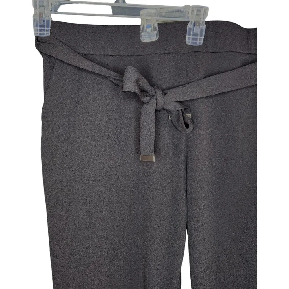 Dennis Basso Luxe Crepe Straight Leg Pants With Belt Black X-Large NWOT Stretch - Image 2