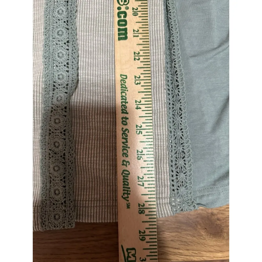 POL Anthropologie Women Sz Large Green Lace Lightweight Boho Open Front Cardigan - Image 4