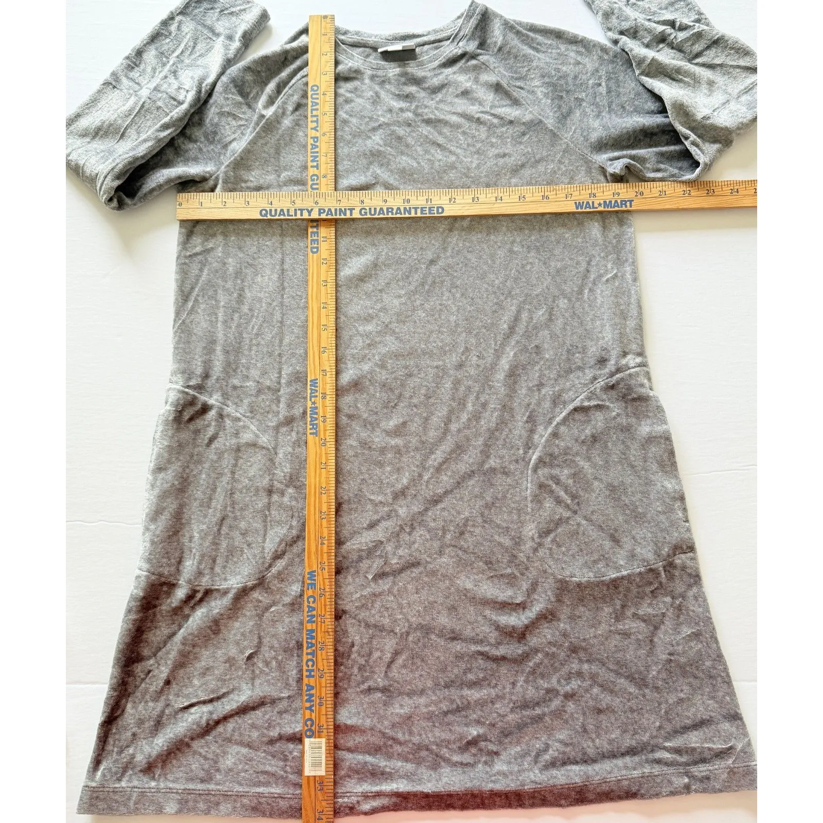 Pure Jill Gray Velvet Long Sleeve Cotton Blend Pockets Mini Dress Sz M Size M - Image 8