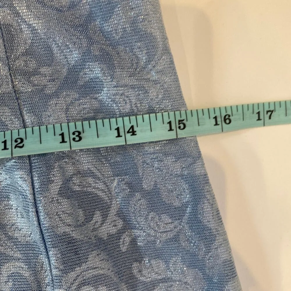 Jessica McClintock Gunne Sax Sleeveless Maxi Blue Silver Dress Vintage Sz Sm - Image 15