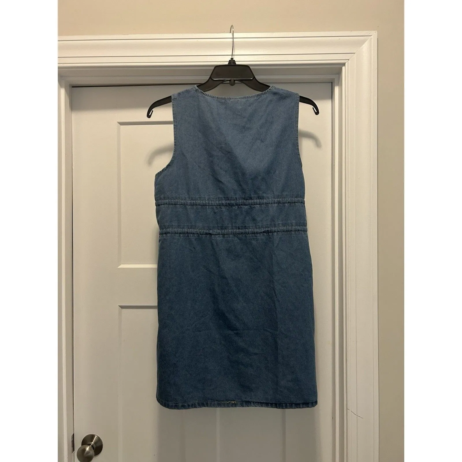 Denim Utility Sleeveless Shirt dress Size XL Medium Blue Wash Concert Festival - Image 5