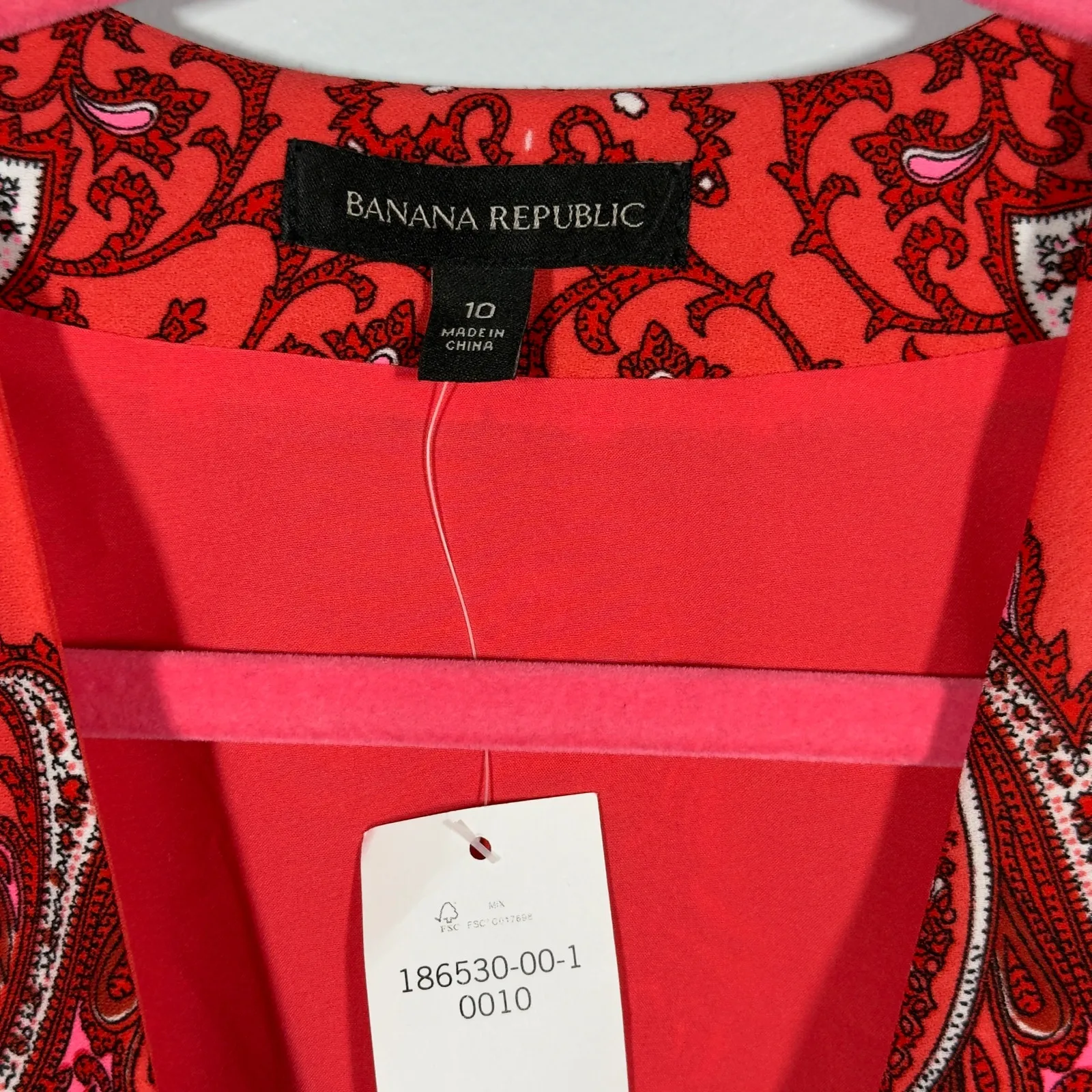 Red Paisley Resort Romper Boho Vacation V-Neck Size 10 NWT - Image 6