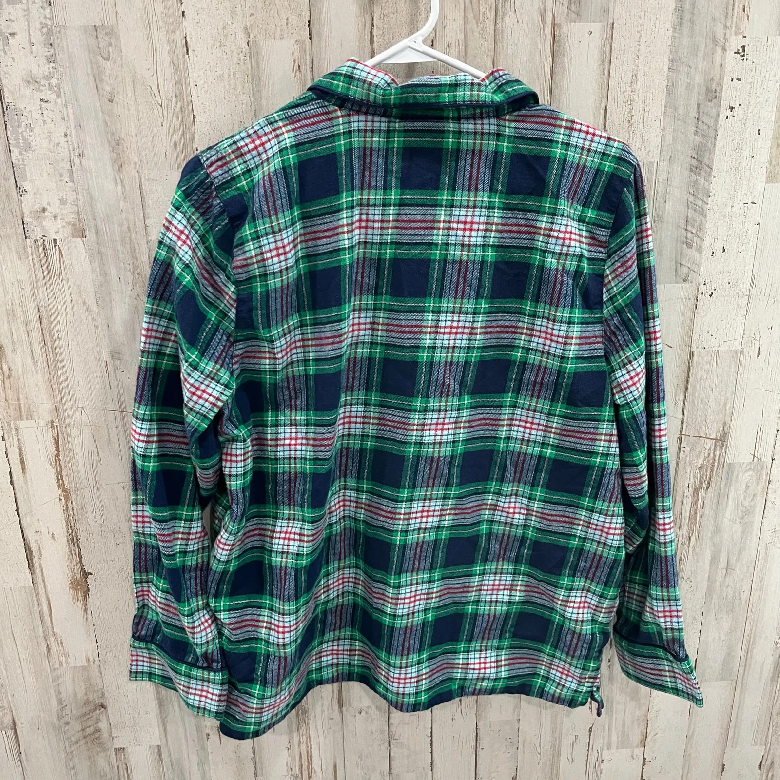 Lands End Long Sleeve Plaid Flannel PJ Pajama Top Button Up Womens Size Large - Image 3