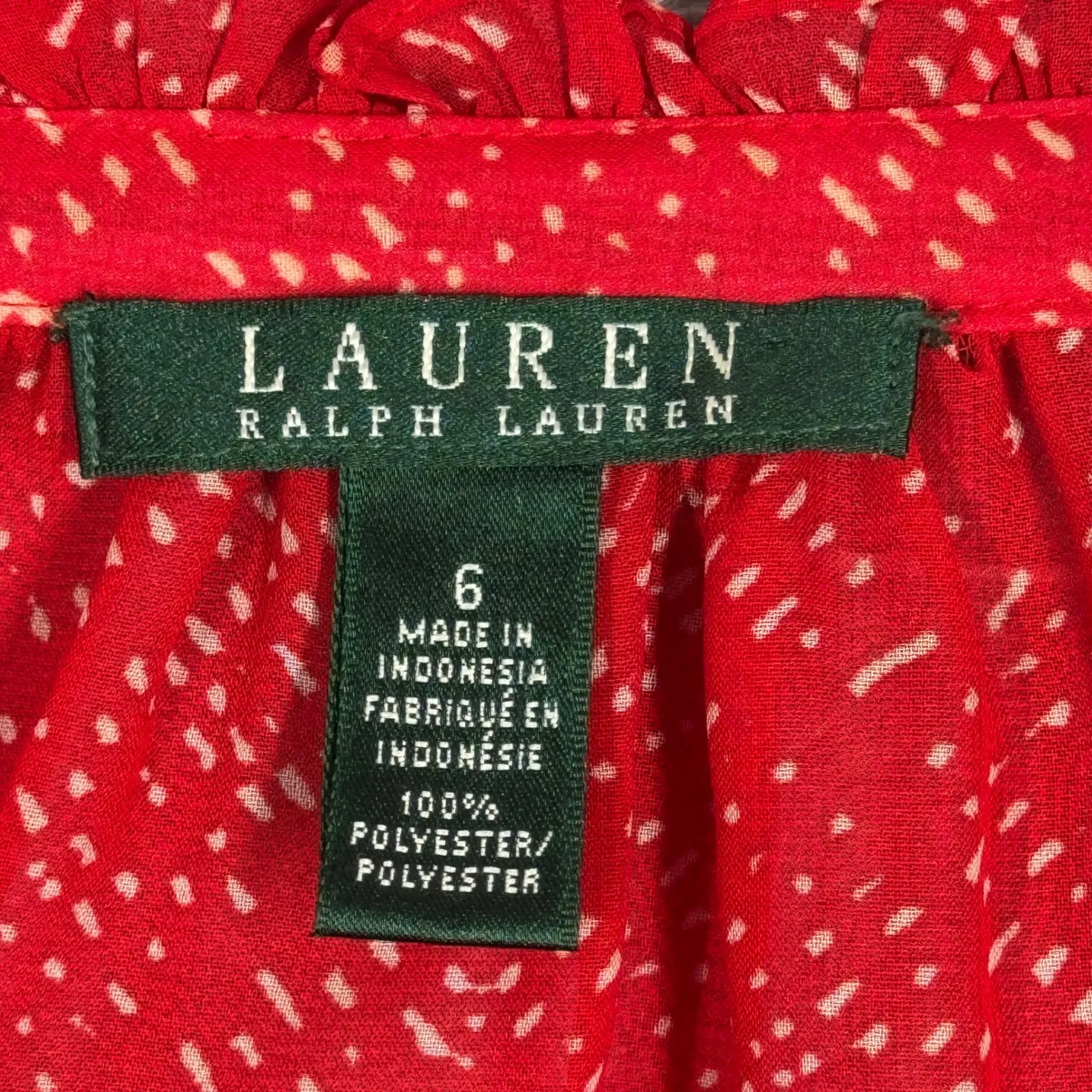 Lauren Ralph Lauren Dress Lightweight‎ Preppy Casual Office Red Cream Size 6 - Image 8