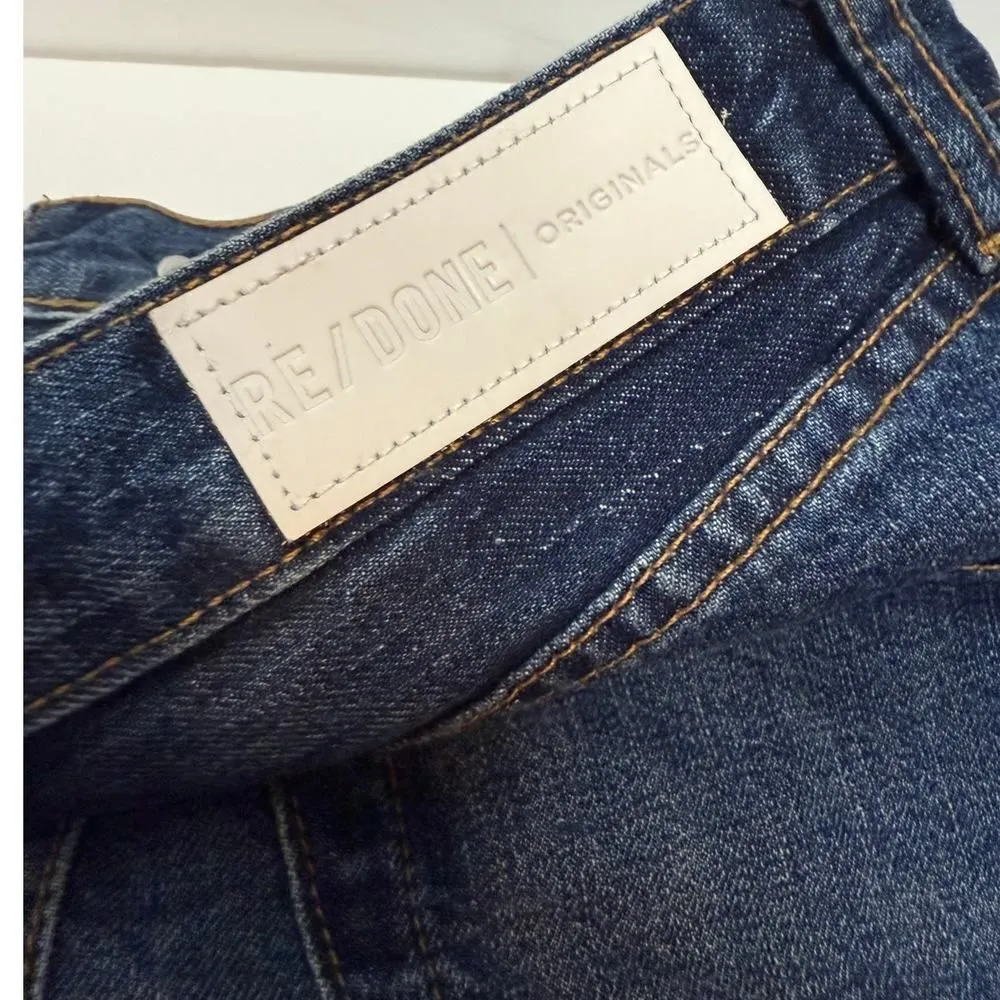 Re/Done Originals Denim High Rise Mini Skirt in Dark Wash Sz. 26 - Image 3