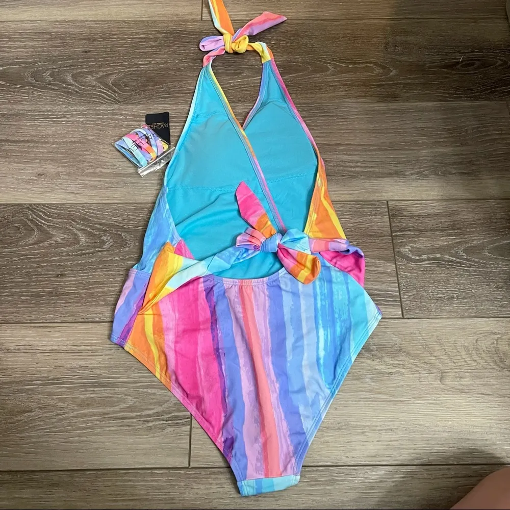 Rachel Roy colorful rainbow halter‎ one piece swimsuit size small - Image 7