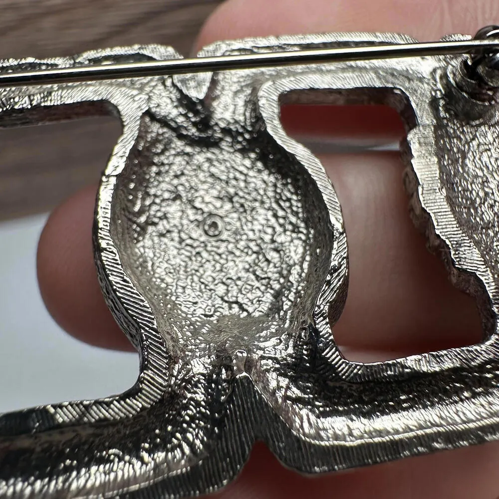 Avon Rhinestone Buckle Shape Art Deco Style Brooch Pin Silver Tone Signed - Image 8