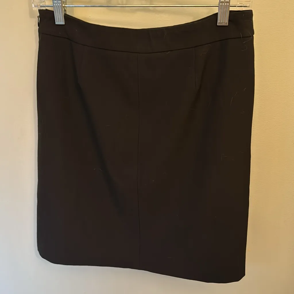 INC black skirt with button detail front, pleats and side zip EUC Size 4 - Image 2