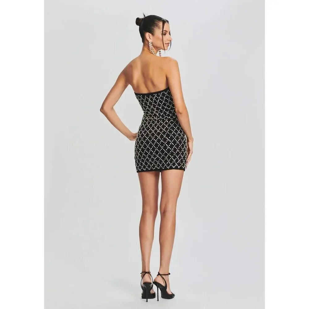 RETROFETE Felicity Dress Skirt in Black & Silver Gold Large New Womens Mini - Image 11