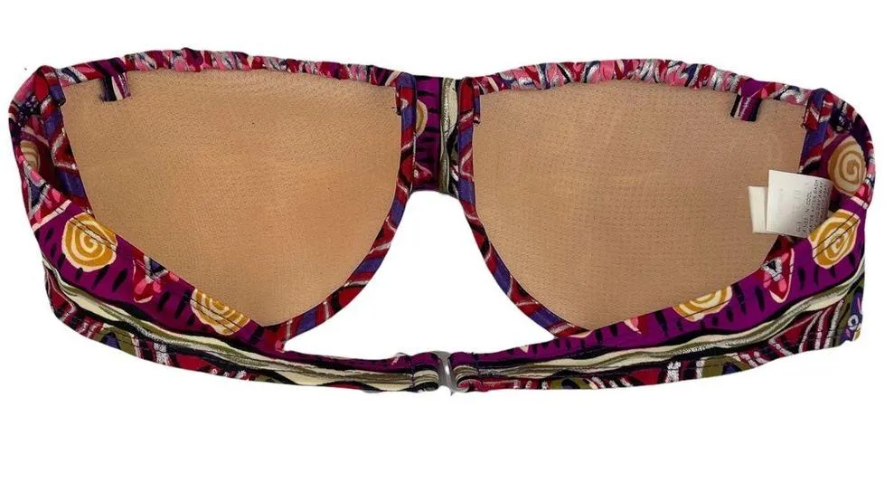 Vintage Y2K Gypsy Boho Demi Bikini Top Sz 10 Made in USA Silver - Image 2