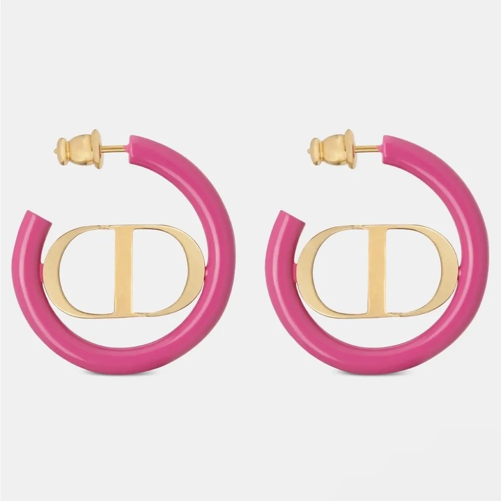 Dior 30 MONTAIGNE EARRINGS Gold-Finish Metal and Rani Pink Lacquer - Image 2