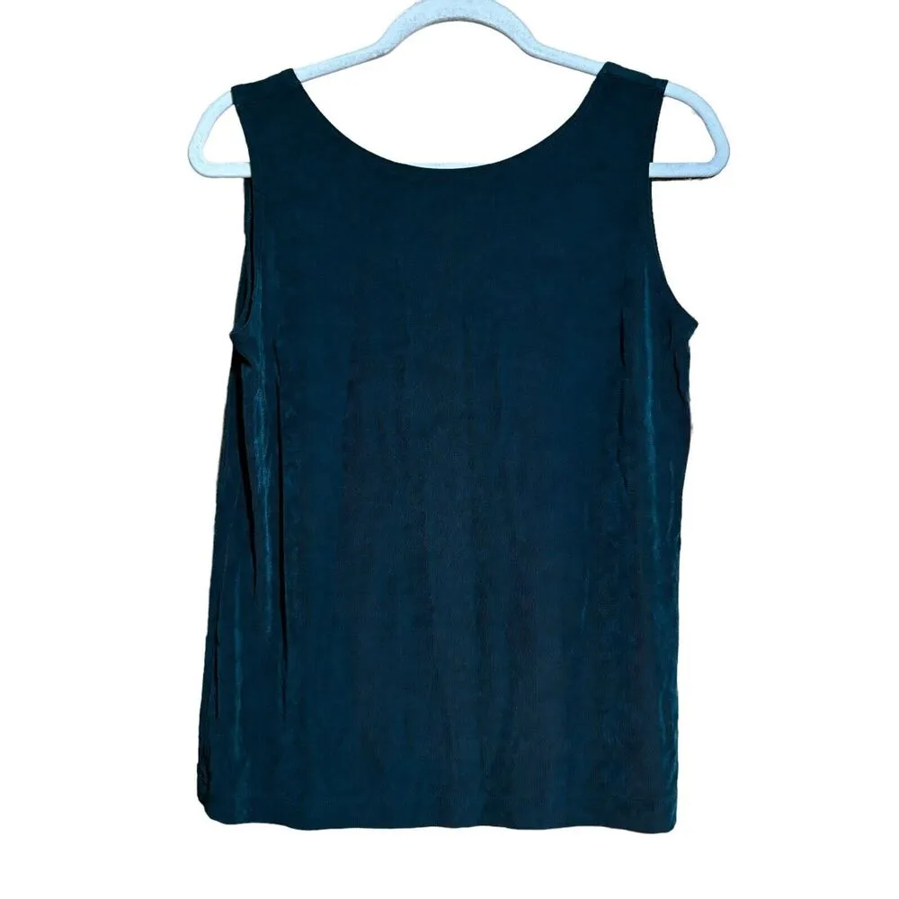 Chicos Travelers Sweater Set Medium Green Textured Tank Cardigan Slinky Stretch - Image 8