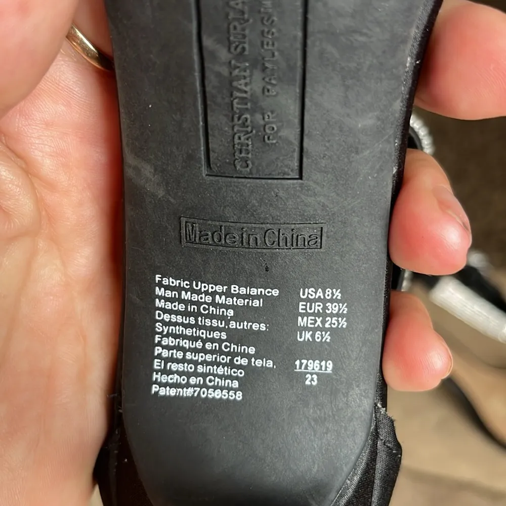 Christian Siriano for Payless COLLINS Black Satin Rhinestone Zip Heels Size 8.5 - Image 2