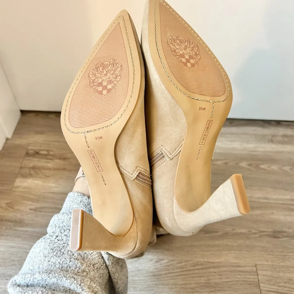 Vince Camuto Knee High Suede Pointed Toe Boots Tressara in Tan Size 9.5 NWT - Image 7