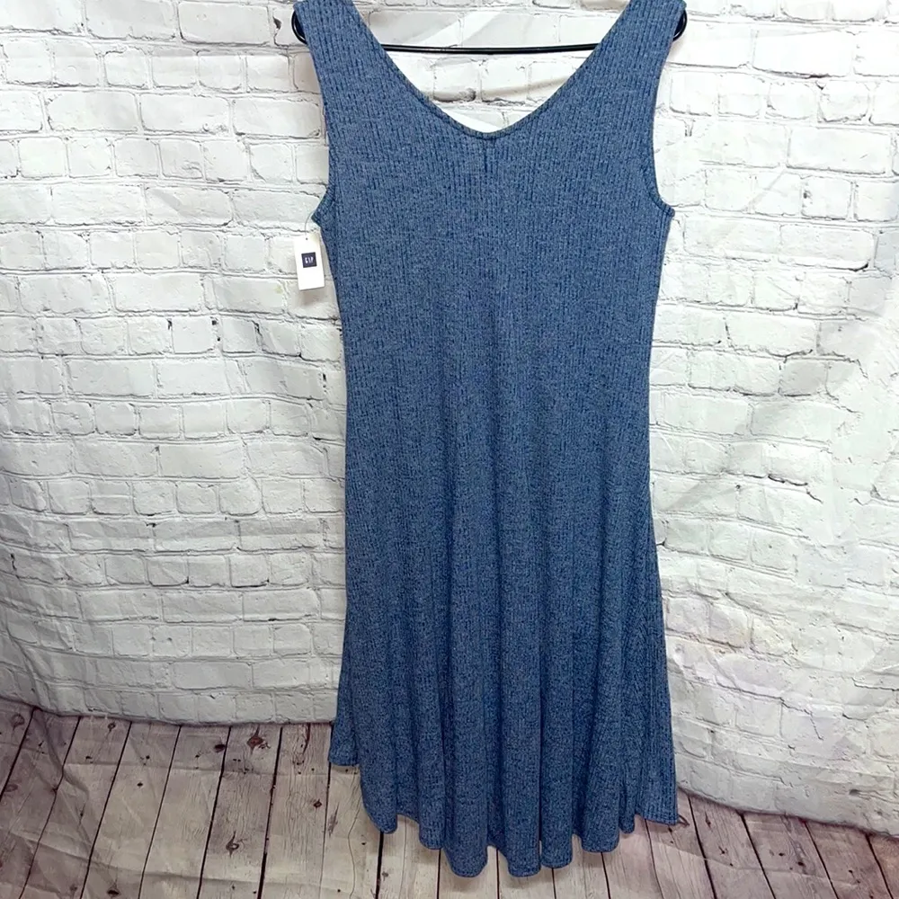 Gap Soft Blue Ribbed Midi Dress Size Medium - Image 7