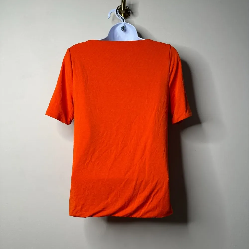 J. Crew Guarana Orange Form Knit Elbow-Sleeve Shirt Women's Small - Image 3