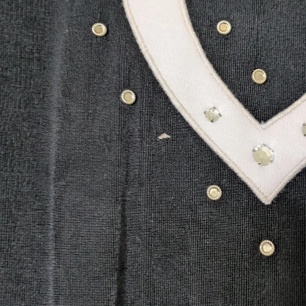 1849 Ranchwear Black Long Sleeve Bodysuit with White Accents Sz S - Image 3