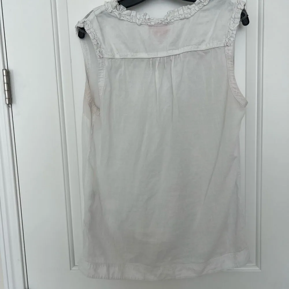 Tory Burch White Sleeveless Top 14 RUNS SMALL - Image 3