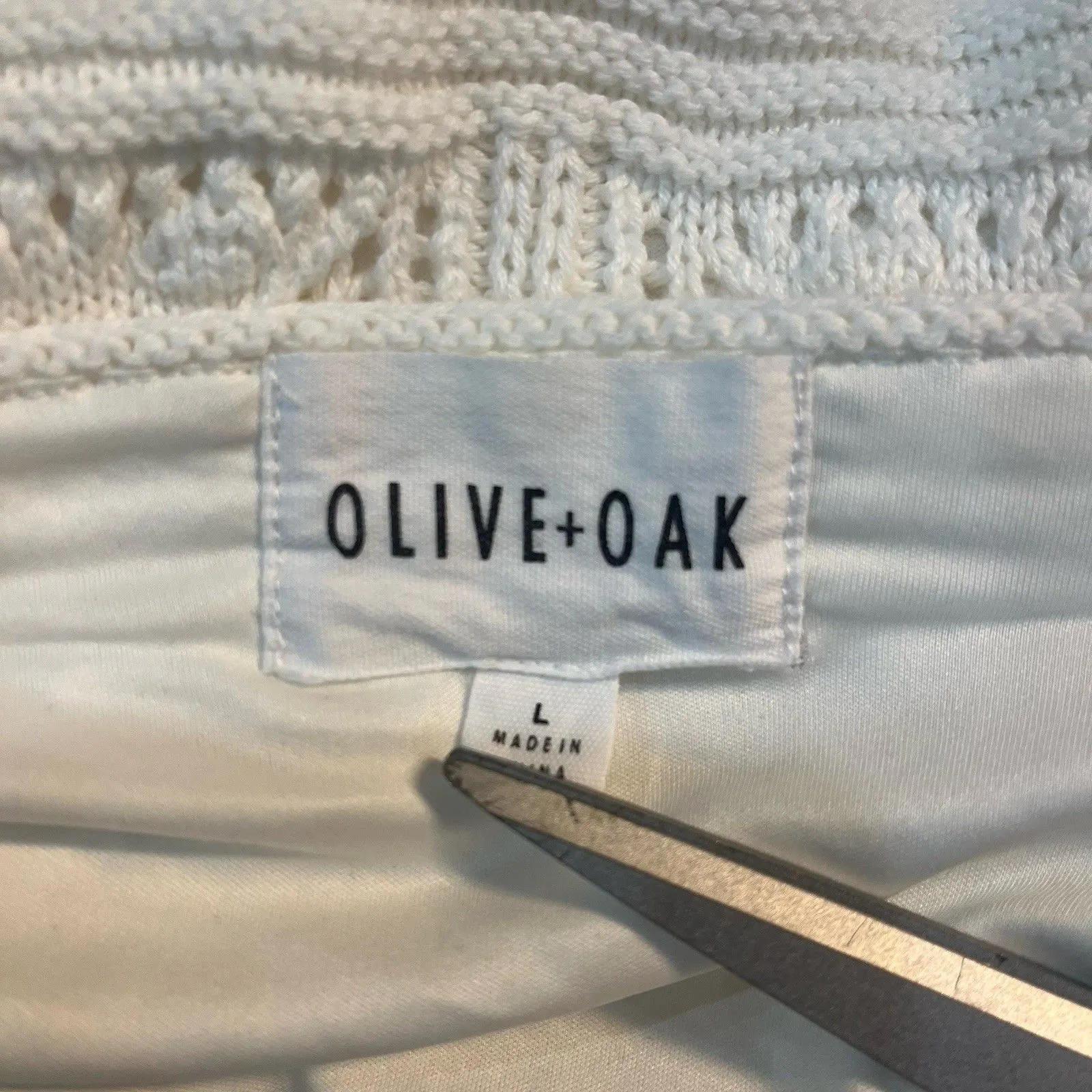 Olive & Oak Ivory Crochet Lined Bodycon Dress Size Large Boho Festival White - Image 7