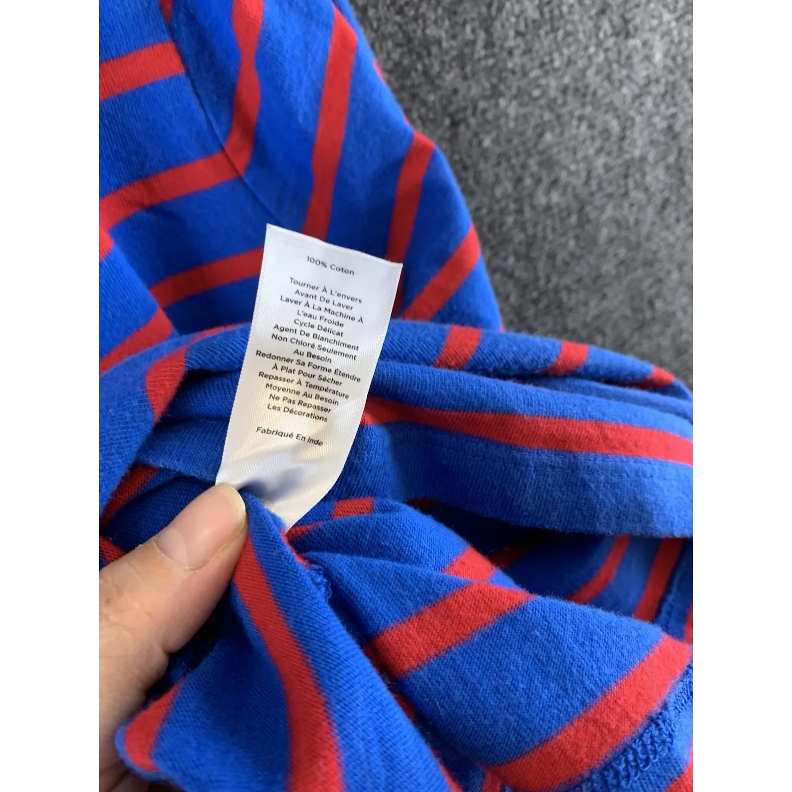 Talbots Women’s T Shirt 3/4 Sleeve Blue Red Stripes Beaded Joyeux Size 2XLP - Image 10