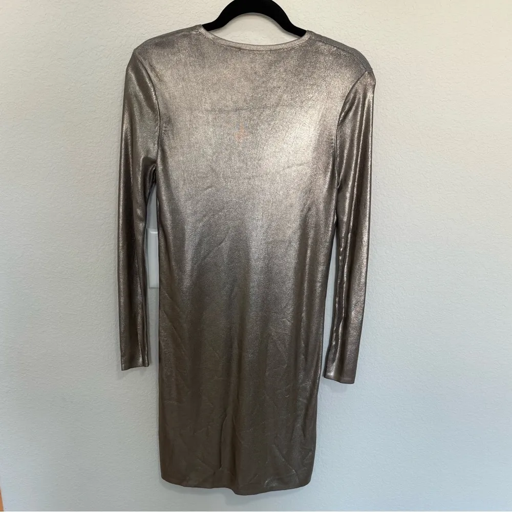 COS Metallic Pewter Silver Long Sleeve Knit Sweater Dress XS Extra Small - Image 8