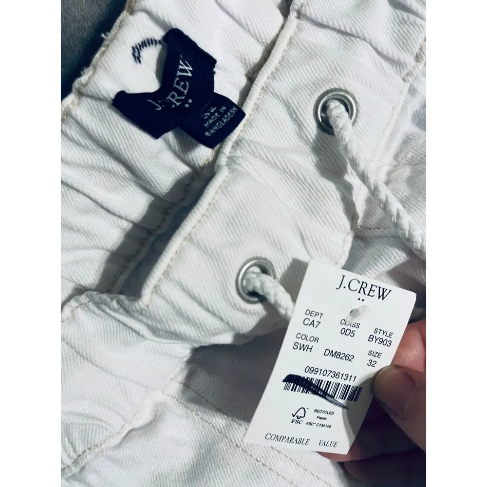 NWT J.Crew‎ Drawstring Pants Size 32 Soft White Causal Comfortable 100% Cotton - Image 6