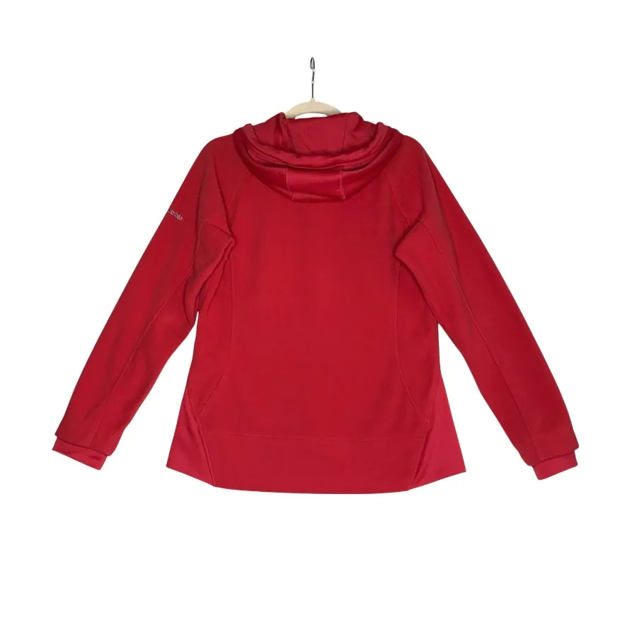 COLUMBIA Fleece Hooded Full Zip Jacket Women M Red Outdoor Everyday Travel Work - Image 3