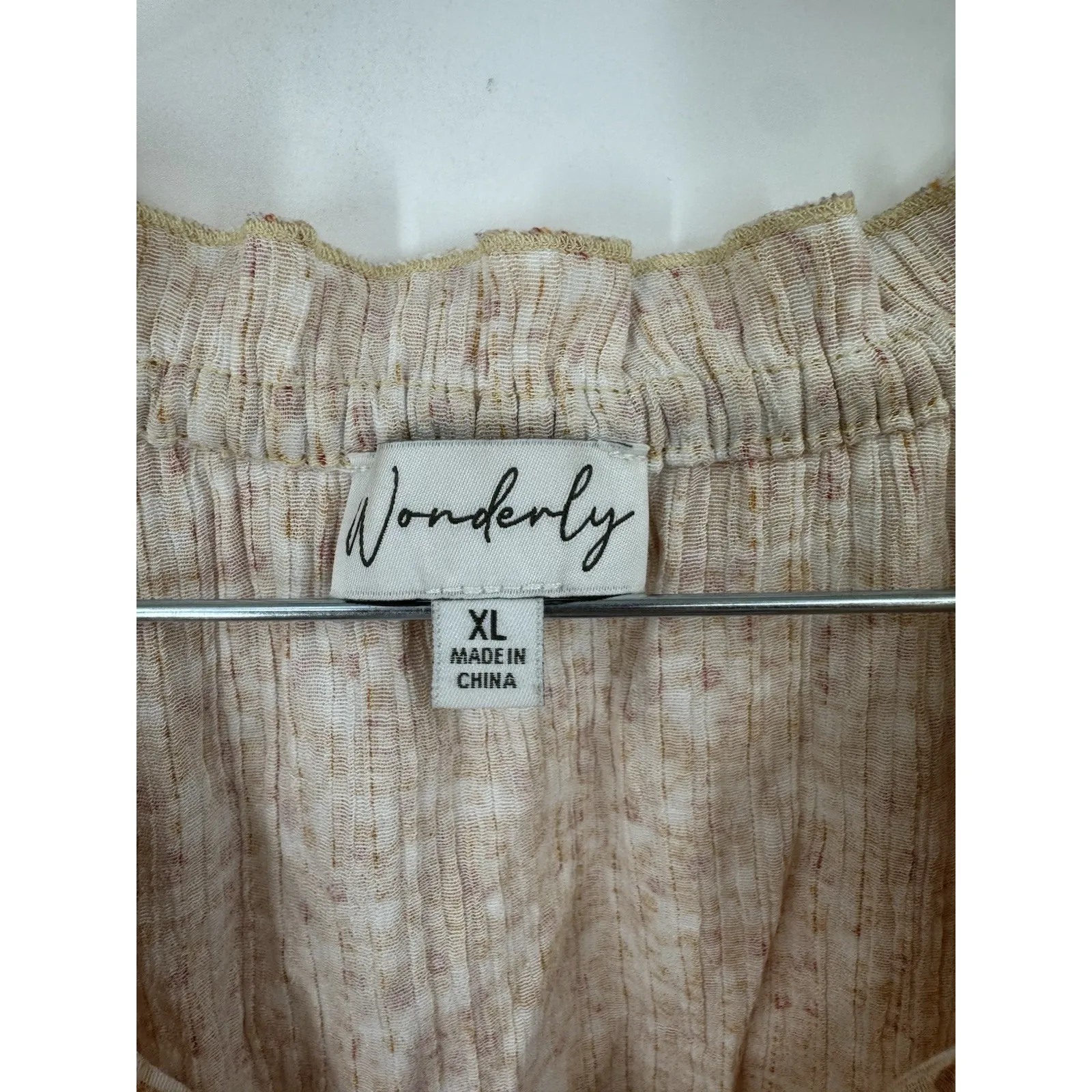 Wonderly Floral Blouse Women XL Yellow Prairie Peasant Cottage Western Boho - Image 3