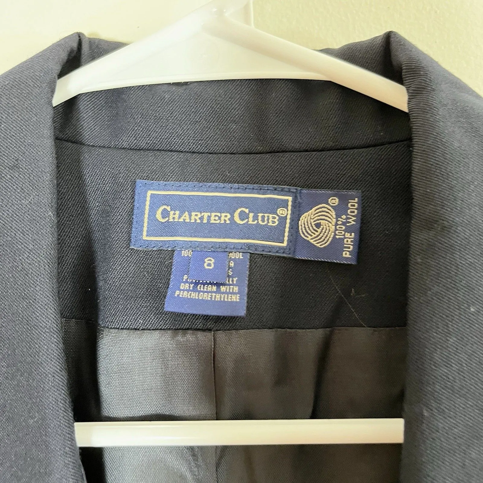 Charter Club Womens VTG Wool Double Breasted Blazer Navy Sz 8 School Retro USA - Image 4