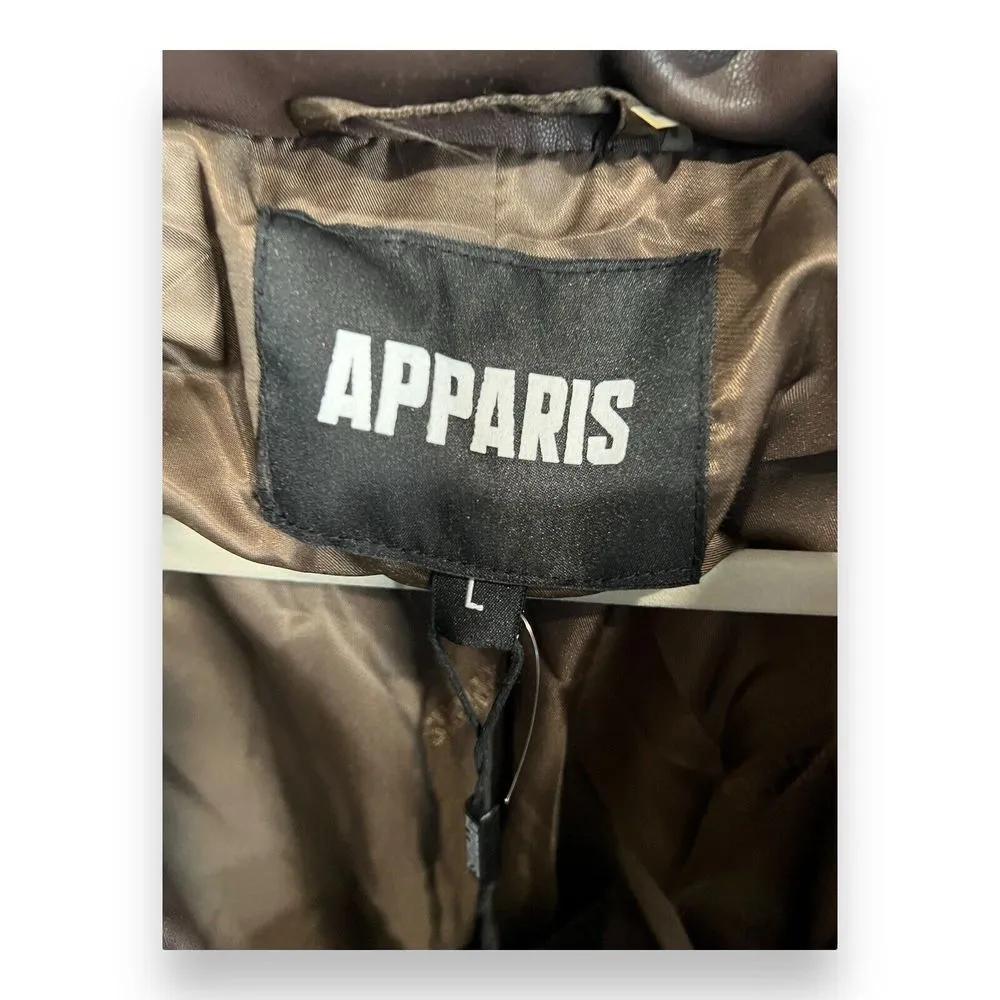 APPARIS Jemma Brown‎ Puffer Coat Size Large Faux Leather NWT Brown - Image 7