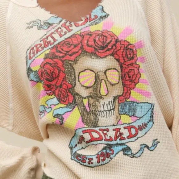 Daydreamer Cream Grateful Dead Thermal Graphic Top Size Large EUC - Image 12