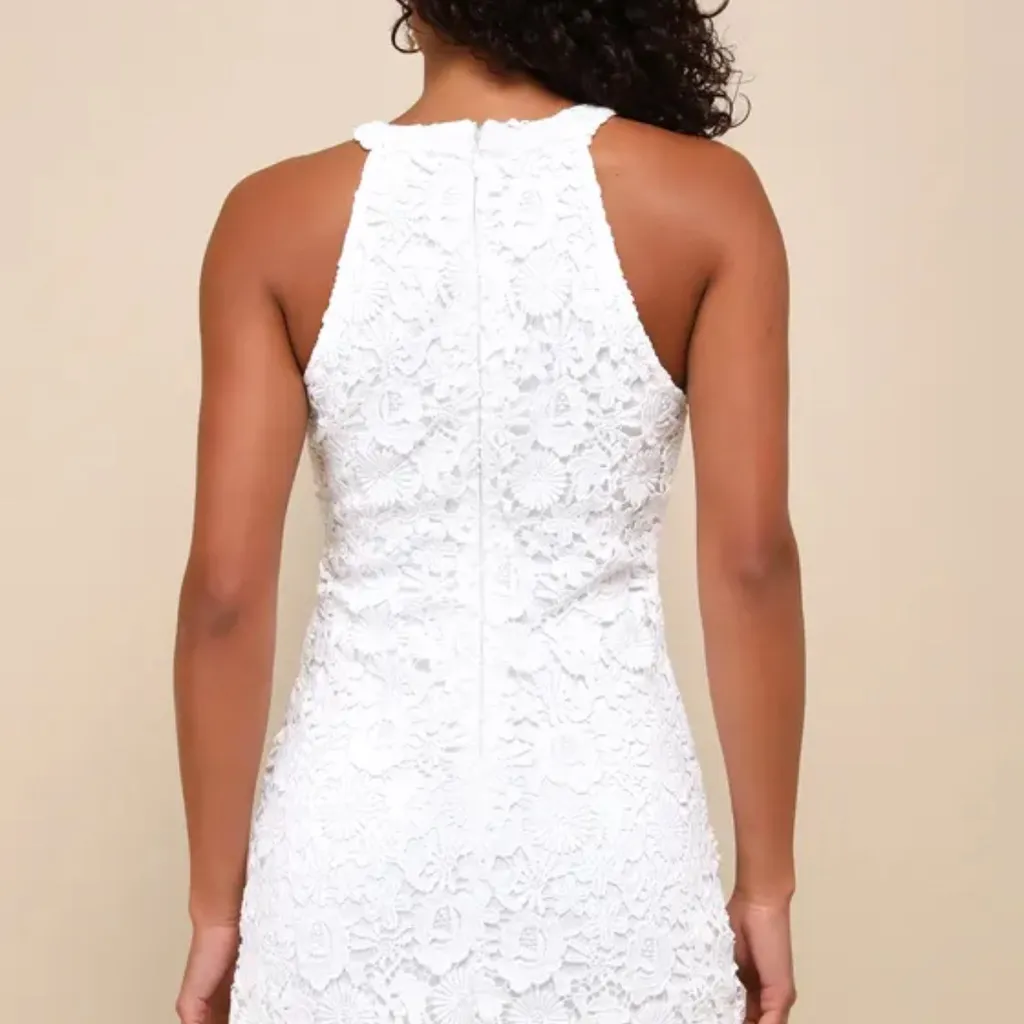 Lulu's White Floral Lace Mini Dress Size M - Image 2