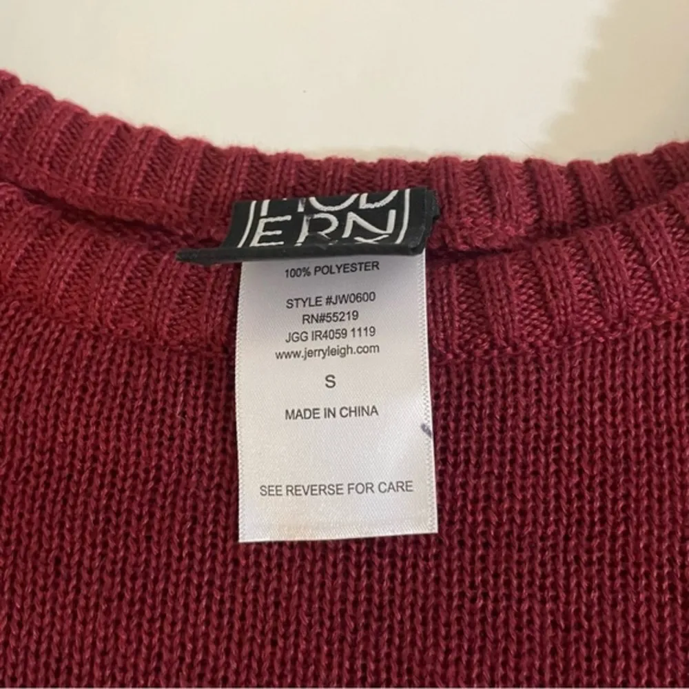 NWOT Burgundy Dark Red Crewneck Sweater Top Blessed New Small Cheugy - Image 6