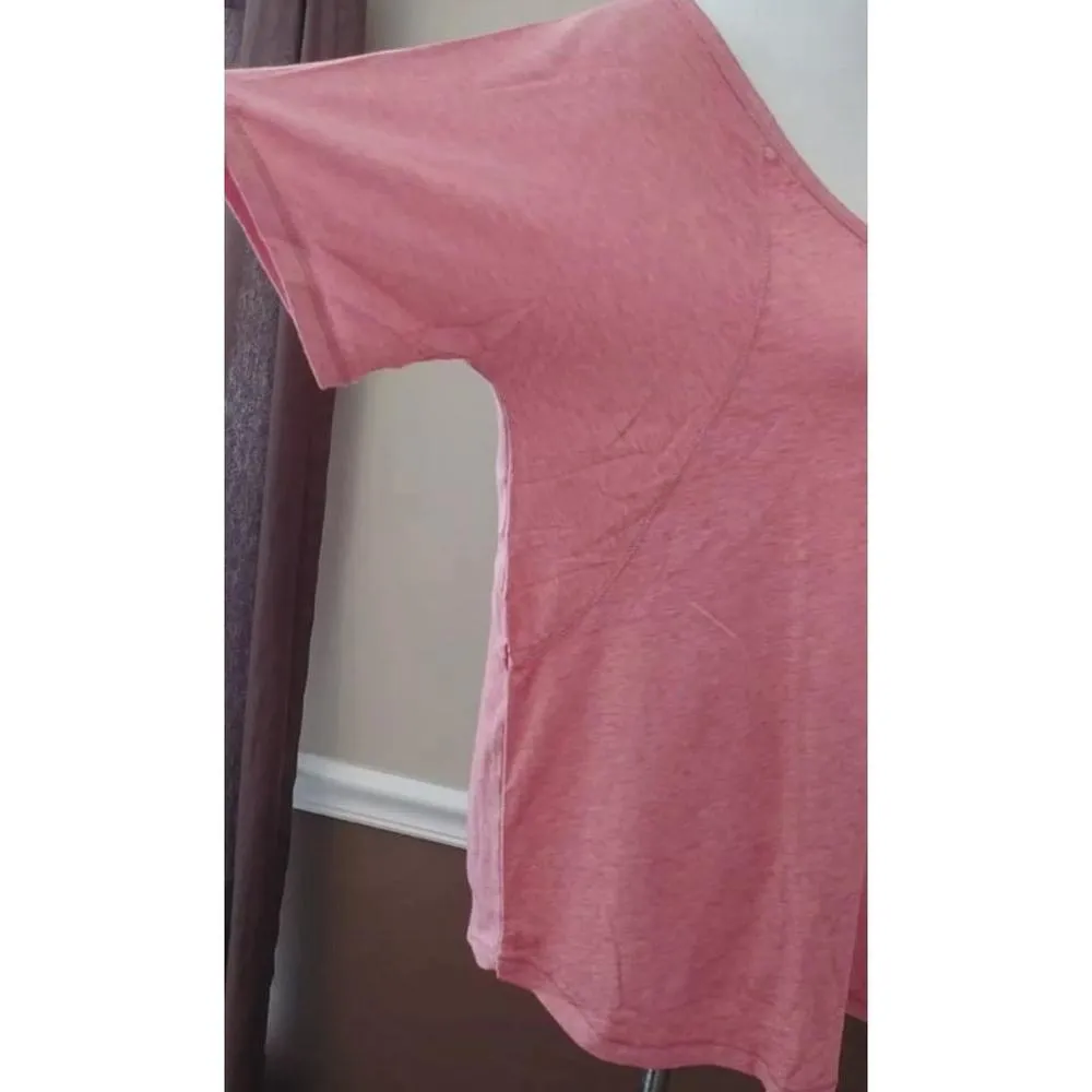 NEW Allison Brittney Short Sleeve Peach Pink Oversized Burnout Tee Womens Small - Image 4