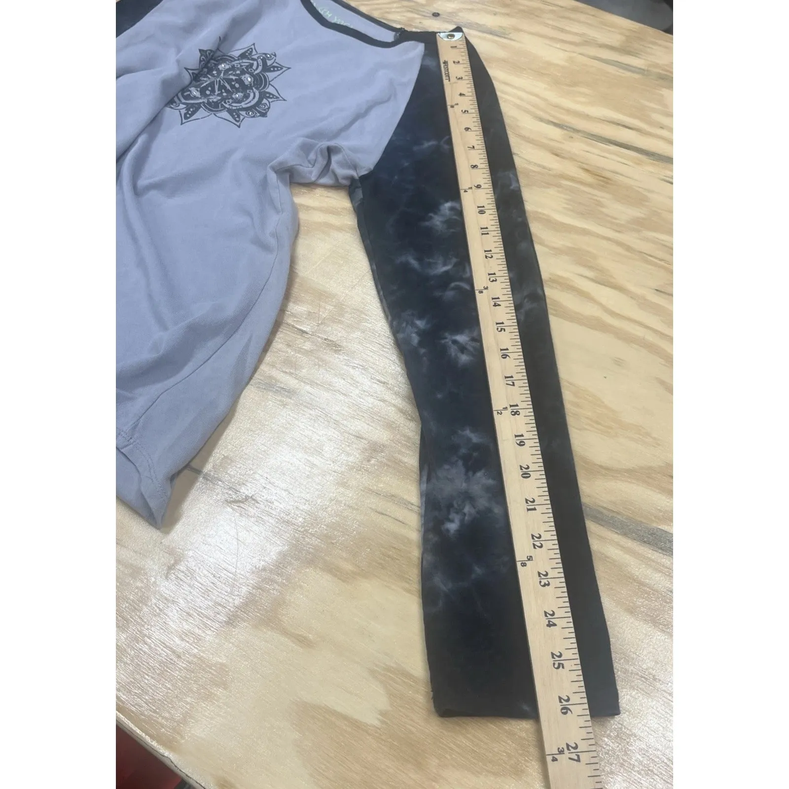 Earth Yoga Top Tye Dye Organic Cotton Sustainable Bamboo Long Sleeve L Dark Gray Size L - Image 9