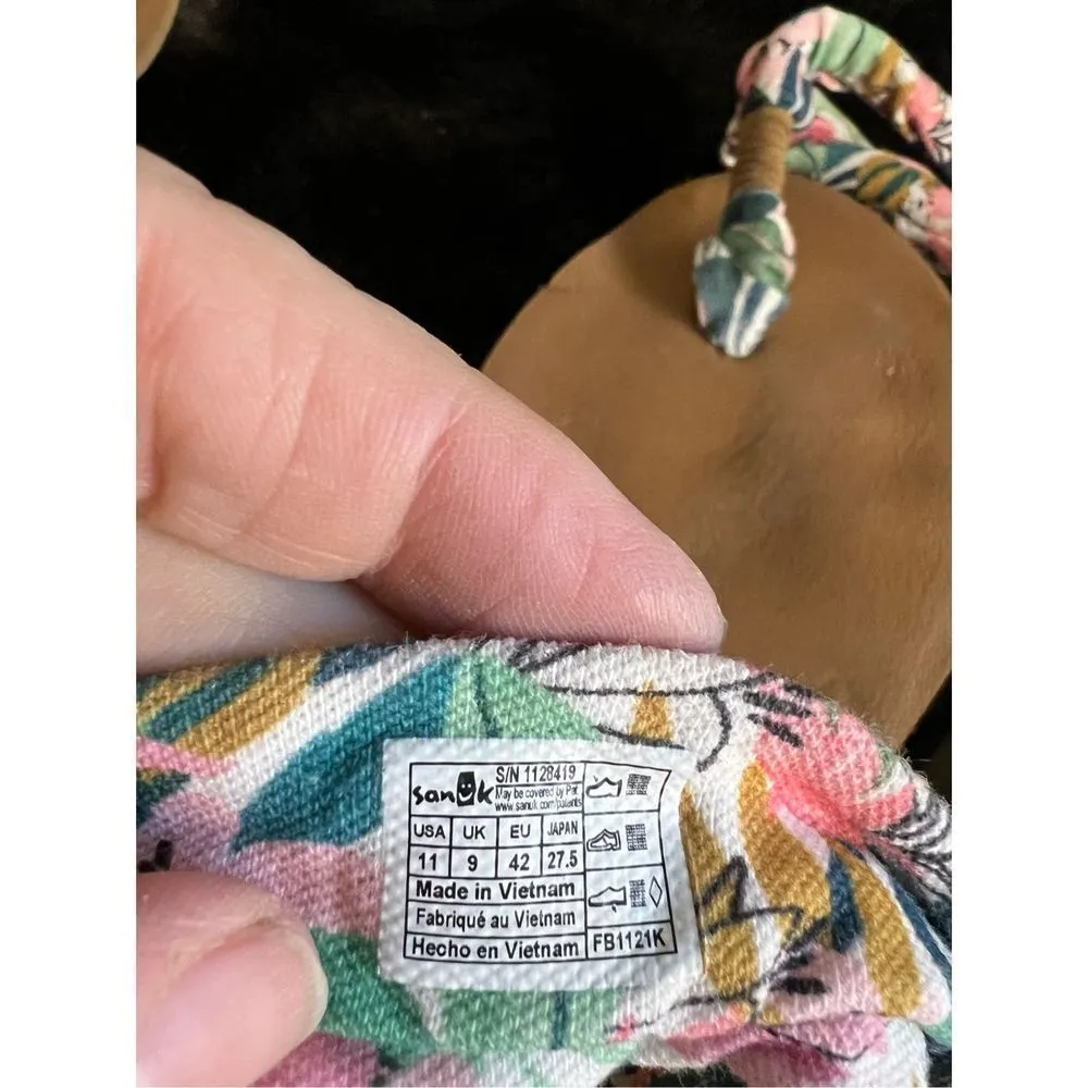 Sanuk Women's Sling ST Soft Top Tropical Pink / Green Sandals 11 - Image 6