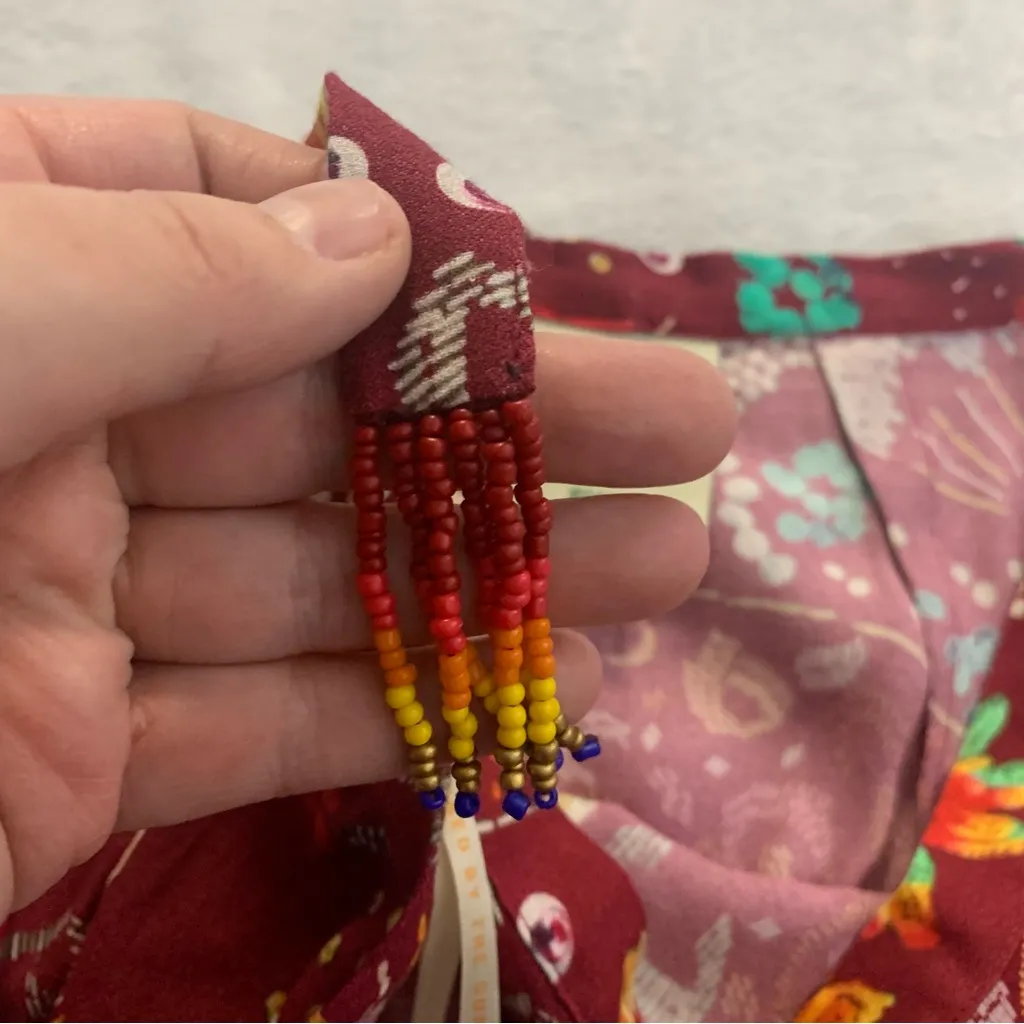 Farm Rio size XS Amabella floral wrap maxi skirt beaded red pineapple rainbow - Image 5