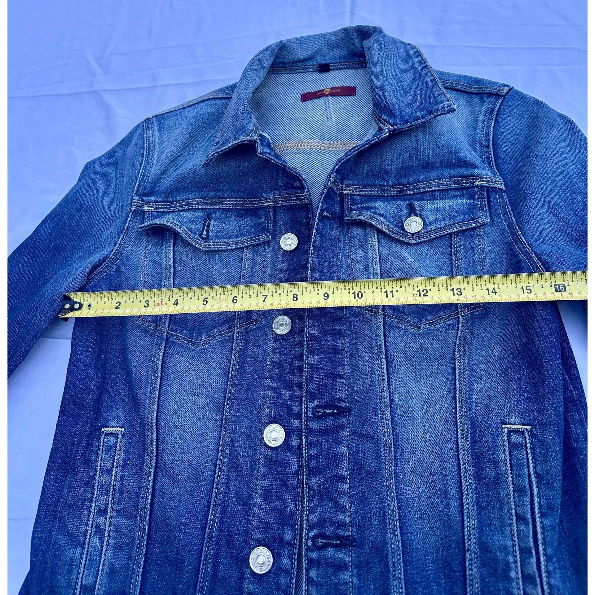 7 For All Mankind  Classic Jean Jacket Button Front Pockets Medium Blue Womens Si - Image 8