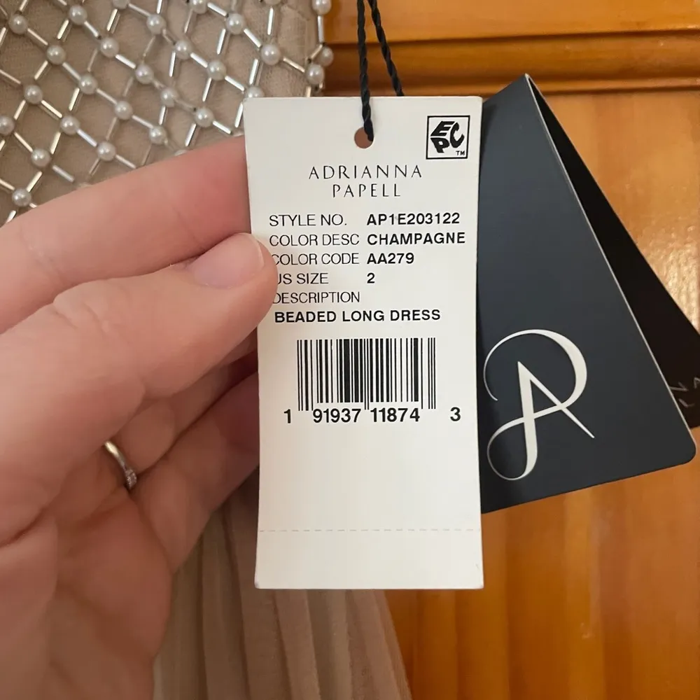 Adrianna Papell Anthropologie Champagne Bryce Beaded Gown Dress Sz 2 NWT - Image 8
