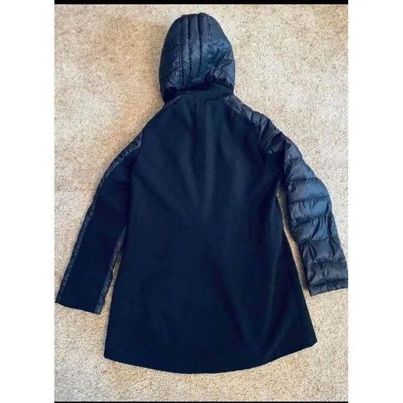 Stylish Black Hooded Puffer Jacket Coat with Quilted ‎ Winter Outerwear Size M - Image 6