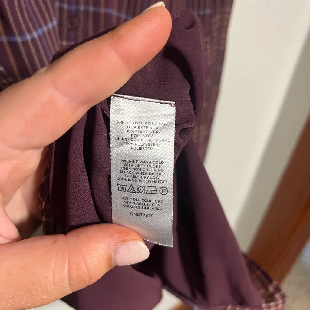 Ann Taylor Burgundy Plaid Blouse - Image 4