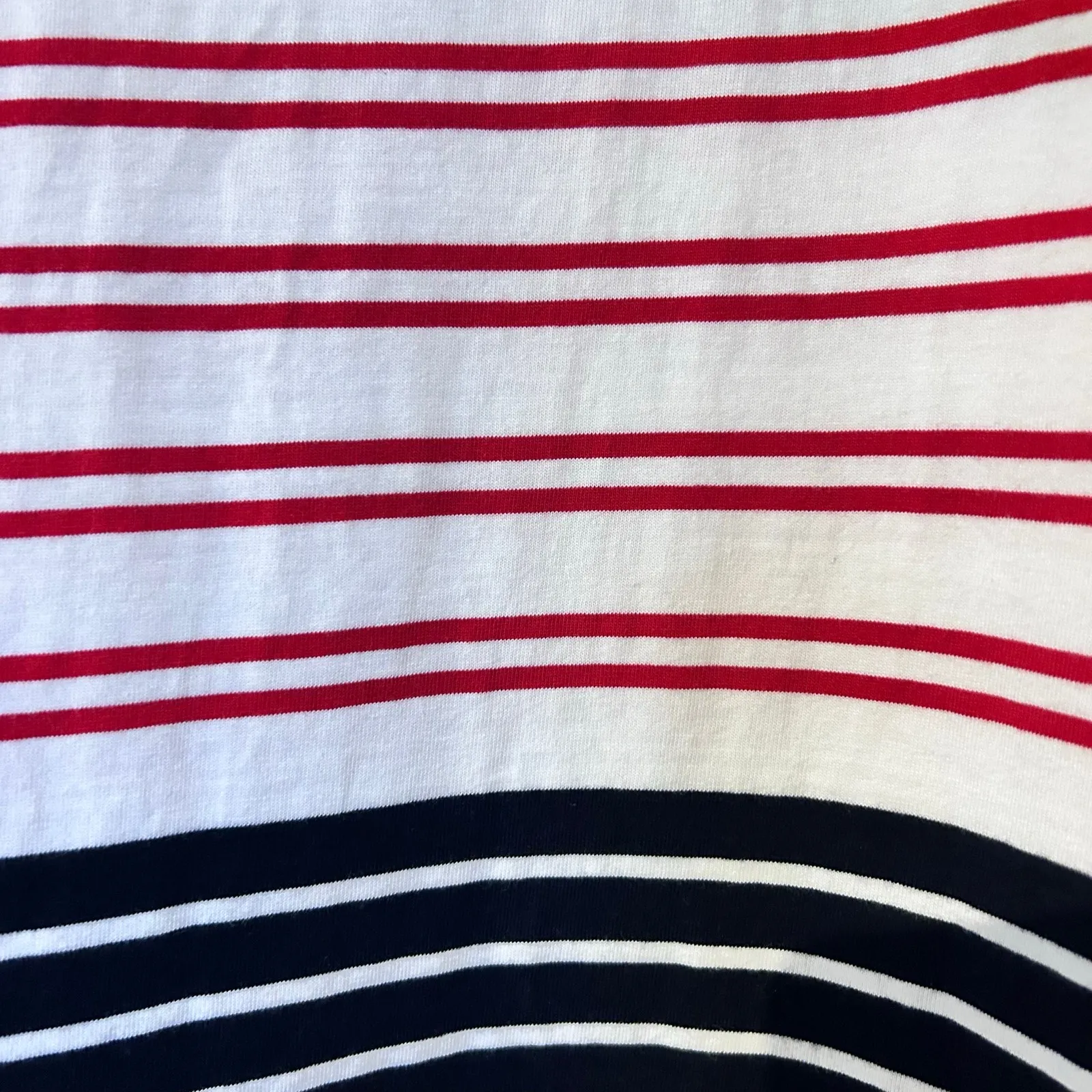 TALBOTS Top Jersey 100% Cotton SZ 3X White w/ Red Blue Stripes Nautical Beach - Image 7