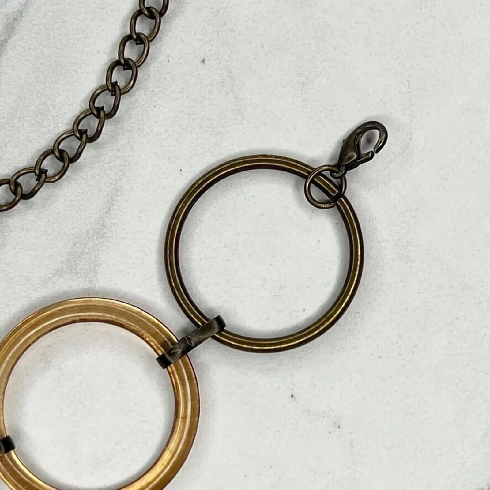 Bronze Tone Metal Plastic Hoop Chain Link Belt Circle Ring Y2K One Size (OS) ✨ Gold - Image 2