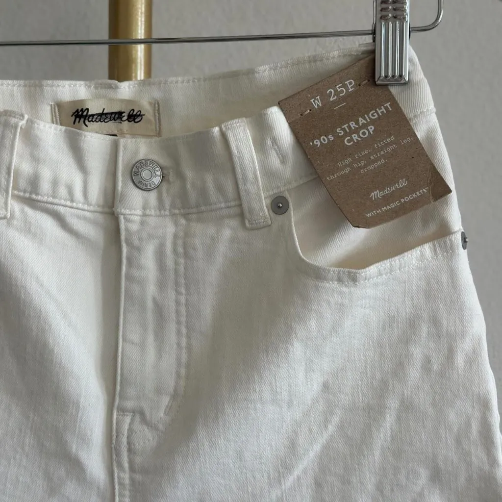 Madewell The Petite '90s Straight Crop Jean in Tile White, Size 25 - Image 6
