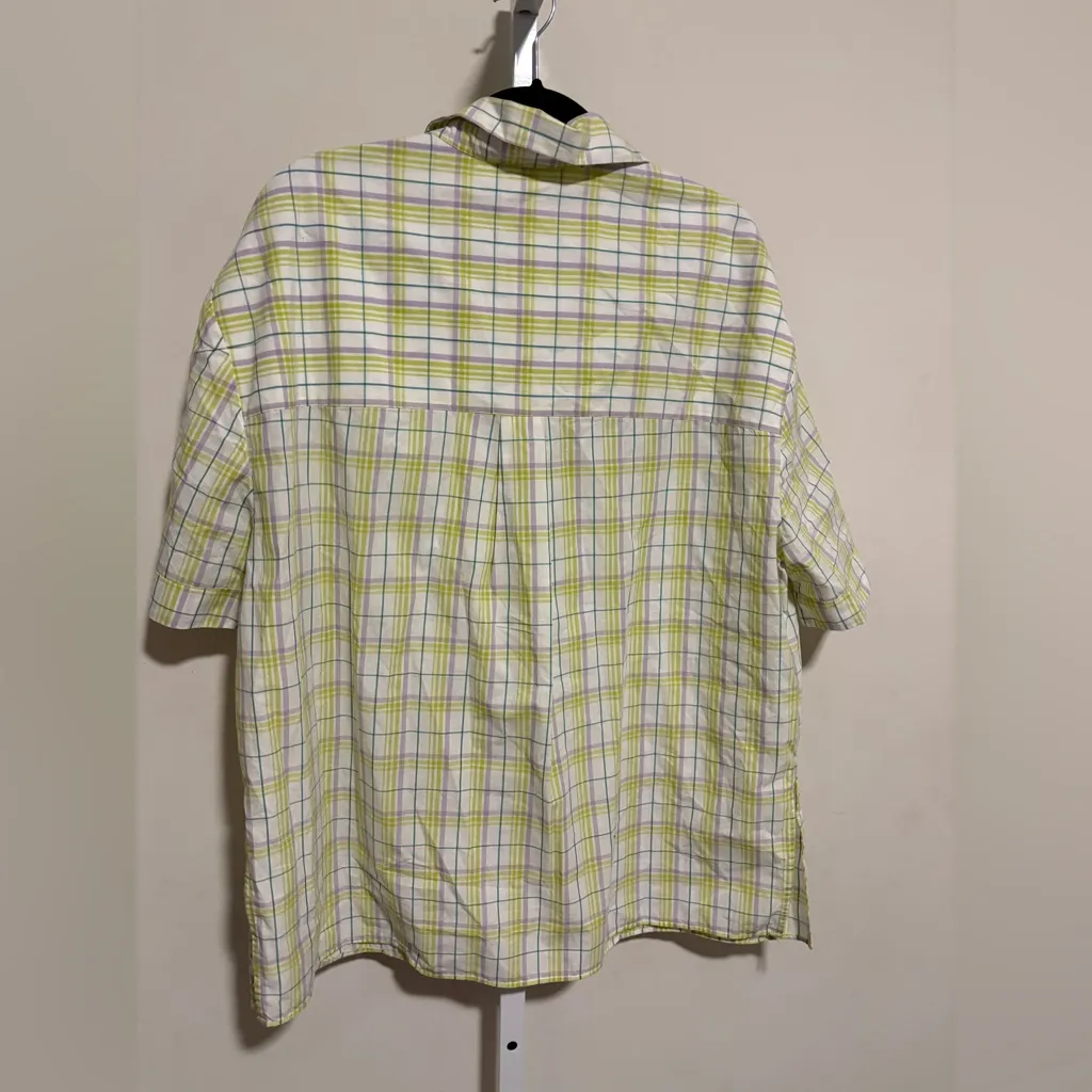 Anthropologie Women's Plaid Button Down Shirt - Yellow and White - Image 2