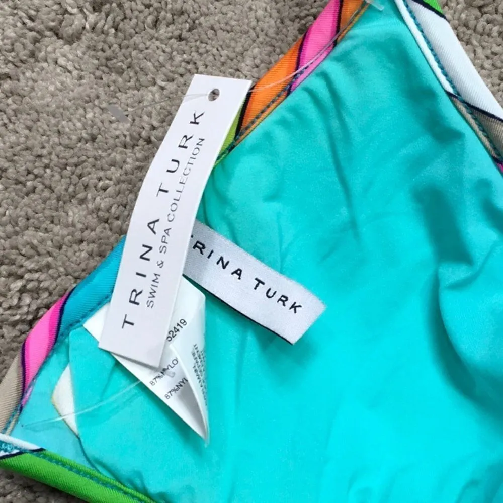 Trina Turk multi stripe triangle bikini top. size 6   NWT - Image 7