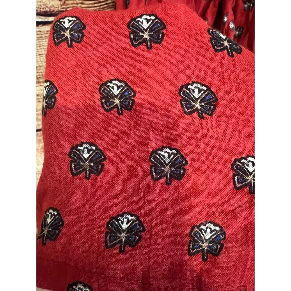 Revolve Faithfull the Brand Mini Wrap Dress Women's US 4 Red Floral Butterfly - Image 6