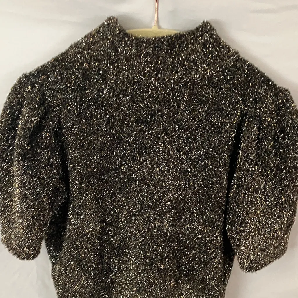 Kate Spade: Holiday/Christmas Metallic Black/White/Gold Short Sleeve Sweater- S - Image 11